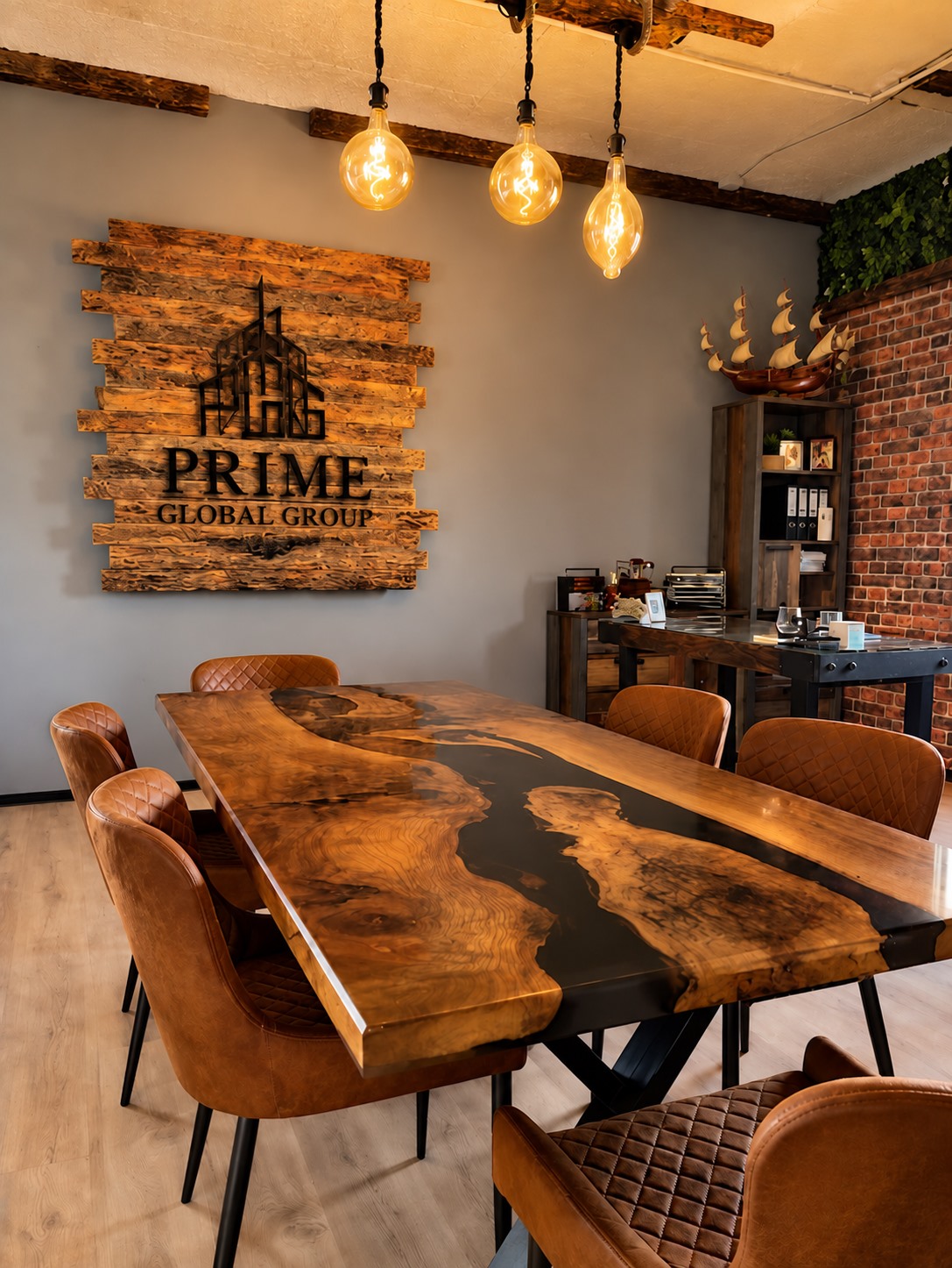 Заседателната зала в офиса на Prime Global Group